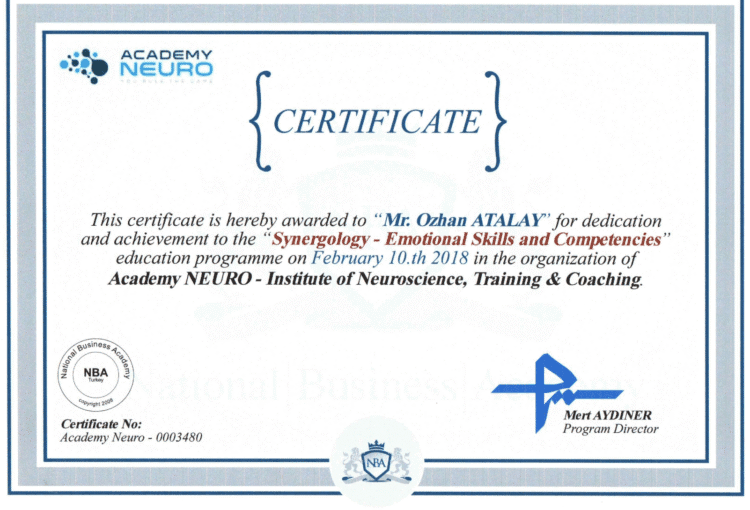 Academy Neuro Synergology Certificate Academy Neuro Synergology Certificate