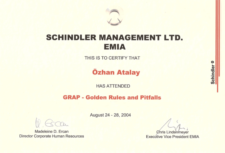 Sertifika Grap Schindler Sertifika Grap Schindler